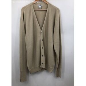 Men's Cypress Links Beige Tight Knit Cardigan Sweater - Size XL